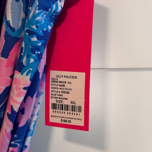NWT Lilly Pulitzer Blue and Pink Floral Midi Dress - Picture 8 of 9